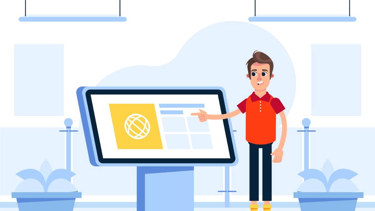 نمایشگر سیستم نوبت‌دهی دیجیتال در یک مرکز خدماتی که زمان انتظار و ترتیب مراجعه را به‌صورت شفاف نمایش می‌دهد