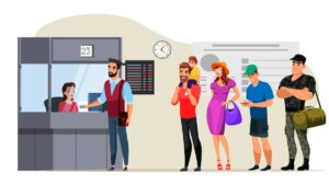 مشتریانی که در صف یک مرکز خدماتی منتظر هستند، نمونه‌ای از شرایطی که مدیریت صف بر تجربه مشتری تأثیر مستقیم می‌گذارد